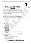 Chemistry – Class XII – Solutions – Revision Notes – Types of Solutions, Units of Concentration, Vapour Pressure & Raoults Law, Ideal & Non-Ideal Solutions, Colligative Properties, Abnormal Molecular Mass & Vant Hoff Factor – Very Useful for Students stud