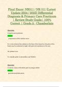 Final Exam: NR511 / NR 511 Differential Diagnosis & Primary Care Practicum Exam (Latest 2024 / 2025 Updates STUDY BUNDLE WITH COMPLETE SOLUTIONS) | 100% Correct | Grade A - Chamberlain