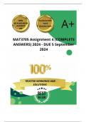 MAT3705 Assignment 4 (COMPLETE ANSWERS) 2024 - DUE 5 September 2024 ; 100% TRUSTED Complete, trusted solutions and explanations