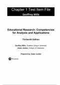 Test Bank For Educational Research Competencies for Analysis and Applications, 13th Edition by Geoffrey E. Mills Adam W. Jordan Chapter 1-24