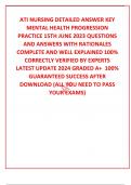 ATI NURSING DETAILED ANSWER KEY MENTAL HEALTH PROGRESSION PRACTICE 15TH JUNE 2023 QUESTIONS AND ANSWERS WITH RATIONALES COMPLETE AND WELL EXPLAINED 100% CORRECTLY VERIFIED BY EXPERTS LATEST UPDATE 2024 GRADED A+  100% GUARANTEED SUCCESS AFTER DOWNLOAD (AL