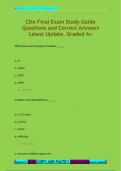 CDA Final Exam Study Guide Questions and Correct Answers  Latest Update, Graded A+