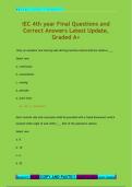 IEC 4th year Final Questions and  Correct Answers Latest Update,  Graded A+