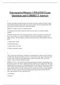 Emergencies/Disaster UPDATED Exam  Questions and CORRECT Answers