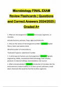 Microbiology FINAL EXAM Review Flashcards | Questions and Correct Answers 2024/2025 | Graded A+