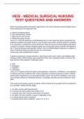 HESI - MEDICAL SURGICAL NURSING TEST QUESTIONS AND ANSWERS