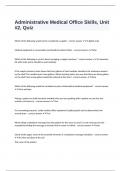 Administrative Medical Office Skills, Unit #2, Quiz well answered to pass