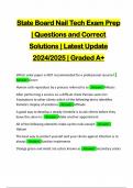 State Board Nail Tech Exam Prep | Questions and Correct Solutions | Latest Update 2024/2025 | Graded A+