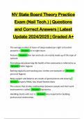 NV State Board Theory Practice Exam (Nail Tech.) | Questions and Correct Answers | Latest Update 2024/2025 | Graded A+