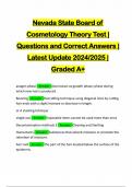 Nevada State Board of Cosmetology Theory Test | Questions and Correct Answers | Latest Update 2024/2025 | Graded A+