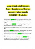 Local Anesthesia Prometric Exam | Questions and Correct Answers | latest Update 2024/2025 | Graded A+