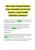 Blue Planet: Keeping Balance Exam | Questions and Correct Answers | Latest Update 2024/2025 | Graded A+