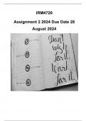 IRM4720 Assignment 2 (QUALITY ANSWERS) 2024 (330426) - DUE 28 August 2024