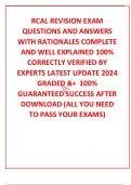 RCAL REVISION EXAM QUESTIONS AND ANSWERS WITH RATIONALES COMPLETE AND WELL EXPLAINED 100% CORRECTLY VERIFIED BY EXPERTS LATEST UPDATE 2024 GRADED A+  100% GUARANTEED SUCCESS AFTER DOWNLOAD (ALL YOU NEED TO PASS YOUR EXAMS)