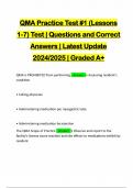 QMA Practice Test #1 (Lessons 1-7) Test | Questions and Correct Answers | Latest Update 2024/2025 | Graded A+