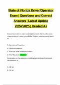 State of Florida Driver/Operator Exam | Questions and Correct Answers | Latest Update 2024/2025 | Graded A+