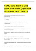 COMD 5070- Exam 1- Quiz (cont. from week 1)Questions & Answers 100% Correct!!