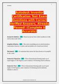 Autodesk Inventor Certification Test Exam Questions with Correct Verified Answers, Already Passed! (Complete & Accurate)