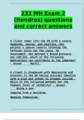 233 MH Exam 2 (Hondros) questions and correct answers