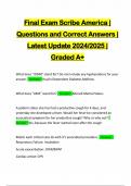 Final Exam Scribe America | Questions and Correct Answers | Latest Update 2024/2025 | Graded A+