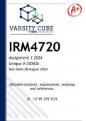 IRM4720 Assignment 2 (DETAILED ANSWERS) 2024 - DISTINCTION GUARANTEED