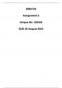 IRM4720 Assignment 2 Due 28 August 2024 (Detailed solution)