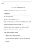 Critical Thinking Lesson Plan.docx    CUR 515  Critical Thinking Lesson Plan  CUR 515 / Critical Thinking and Innovative Skills  Kindergarten Lesson Plan: Identifying Living and Nonliving Things - Science  Learning Objectives:  Students will be able to as