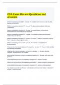 CDA Exam Review Questions and Answers