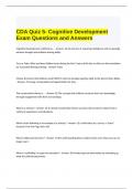 CDA Quiz 5- Cognitive Development Exam Questions and Answers