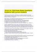 T.E.A.C.H. CDA Exam Study Questions Guidance with correct Answers