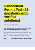 Connecticut Permit Test (61 questions with verified solutions).