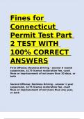 Fines for Connecticut Permit Test Part 2 TEST WITH 100- CORRECT ANSWERS.