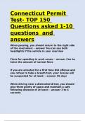 Connecticut Permit Test- TOP 150 Questions asked 1-10 questions and answers.