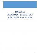 MNM2615 Assignment 1 (COMPLETE ANSWERS) Semester 2 2024 - DUE 23 August 2024 Course Marketing in Africa (MNM2615) Institution University Of South Africa (Unisa) Book Marketing in Africa