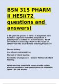 BSN 315 PHARM II HESI(72 questions and answers).