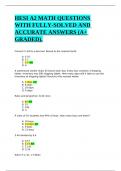 HESI A2 MATH QUESTIONS WITH FULLY-SOLVED AND ACCURATE ANSWERS (A+ GRADED).