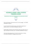 ACEABLE AGENT- REAL ESTATE FINANCE EXAM WITH GUARANTEED ACCURATE ANSWERS