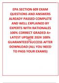 EPA SECTION 609 EXAM QUESTIONS AND ANSWERS ALREADY PASSED COMPLETE AND WELL EXPLAINED BY EXPERTS WITH RATIONALES 100% CORRECT GRADED A+ LATEST UPDATE 2024 100% GUARANTEED SUCCESS AFTER DOWNLOAD (ALL YOU NEED TO PASS YOUR EXAMS)