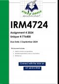 IRM4724 Assignment 4 (QUALITY ANSWERS) 2024