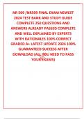 NR 509 /NR509 FINAL EXAM NEWEST 2024 TEST BANK AND STUDY GUIDE COMPLETE 250 QUESTIONS AND ANSWERS ALREADY PASSED COMPLETE AND WELL EXPLAINED BY EXPERTS WITH RATIONALES 100% CORRECT GRADED A+ LATEST UPDATE 2024 100% GUARANTEED SUCCESS AFTER DOWNLOAD (ALL Y