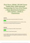 Final Exam: NR566 / NR 566 (Latest Update 2024 / 2025) Advanced Pharmacology for Care of the Family | Exam Questions & Answers | 100% Correct | Grade A - Chamberlain