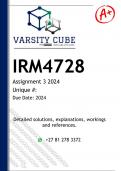 IRM4728 Assignment 3 (DETAILED ANSWERS) 2024 - DISTINCTION GUARANTEED