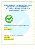 NURS 682 EXAM 1 LATEST SPRING EXAM  GRADED A+ WITH ANSWERS 1005  ACCURATE – ADVANCED PRACTICE  NURSING FAMILY HEALTH 1