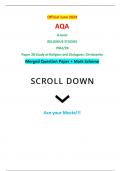 Official June 2024 AQA A-level RELIGIOUS STUDIES 7062/2B Paper 2B Study of Religion and Dialogues: Christianity Merged Question Paper + Mark Scheme