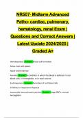 NR507- Midterm Advanced Patho- cardiac, pulmonary, hematology, renal Exam | Questions and Correct Answers | Latest Update 2024/2025 | Graded A+