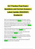 CLT Practice Final Exam | Questions and Correct Answers | Latest Update 2024/2025 | Graded A