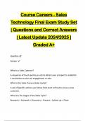 Course Careers - Sales Technology Final Exam Study Set | Questions and Correct Answers | Latest Update 2024/2025 | Graded A+