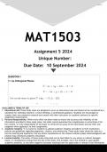 MAT1503 Assignment 5 (ANSWERS) 2024 - DISTINCTION GUARANTEED