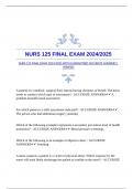 NURS 125 FINAL EXAM 2024/2025 WITH GUARANTEED ACCURATE ANSWERS |VERIFIED