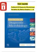 TEST BANK For Textbook of Diagnostic Microbiology, 7th Edition By Connie Mahon, All Chapters 1 - 41 Complete, Verified Latest Edition ISBN: 9780323829977